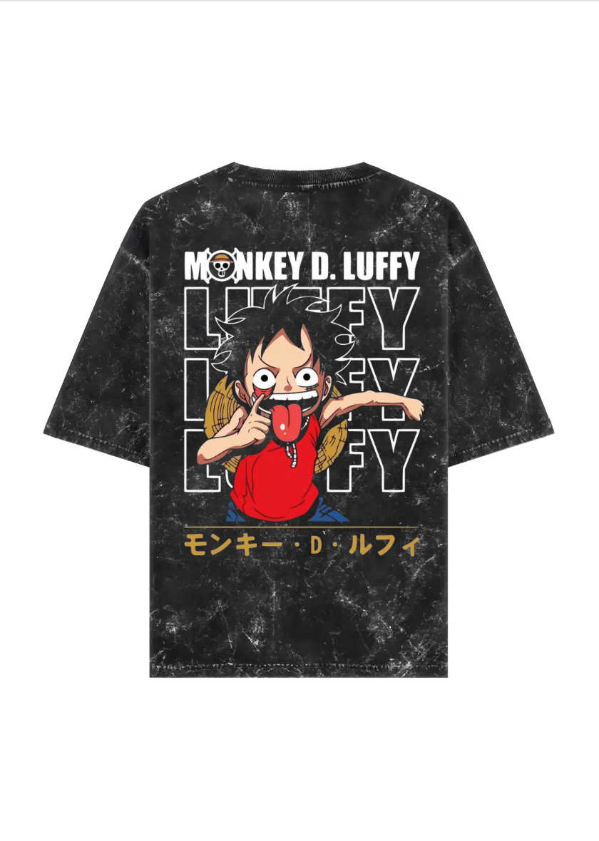 Luffy x One Piece acid wash oversized t-shirt
