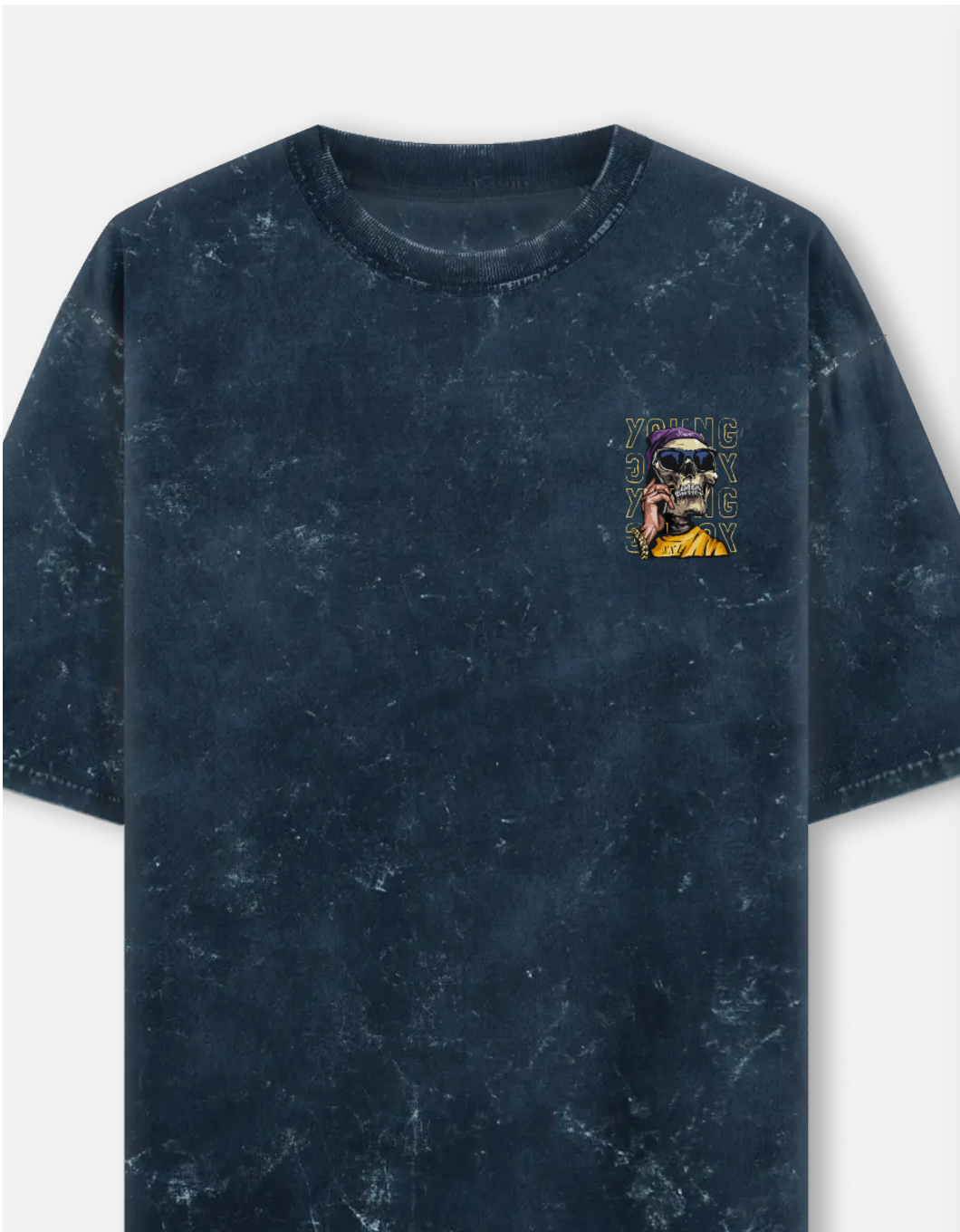 Acid wash printed t-shirt