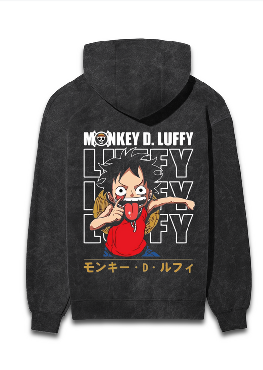 Luffy x One Piece acid wash hoodie