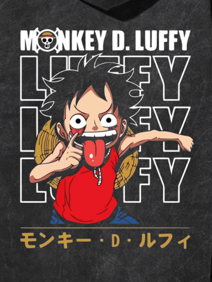 Luffy x One Piece acid wash hoodie