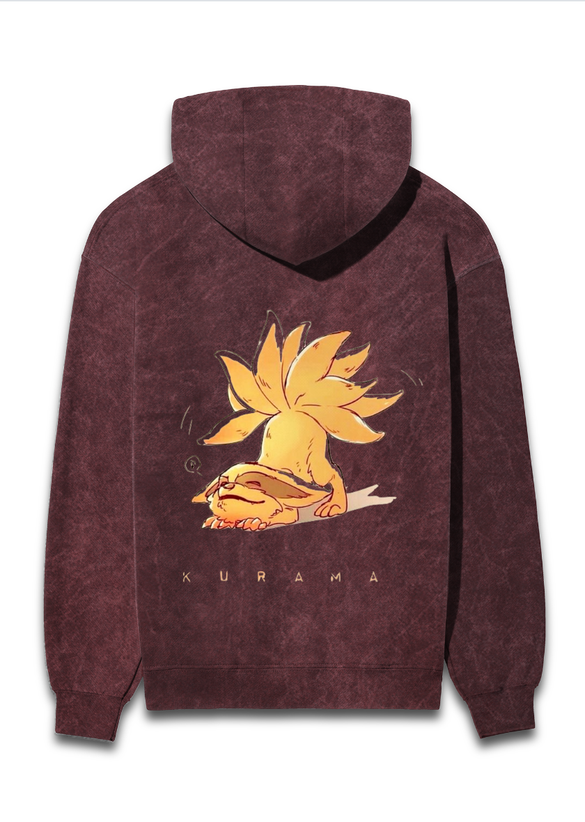 Kurama x Naruto acid wash hoodie