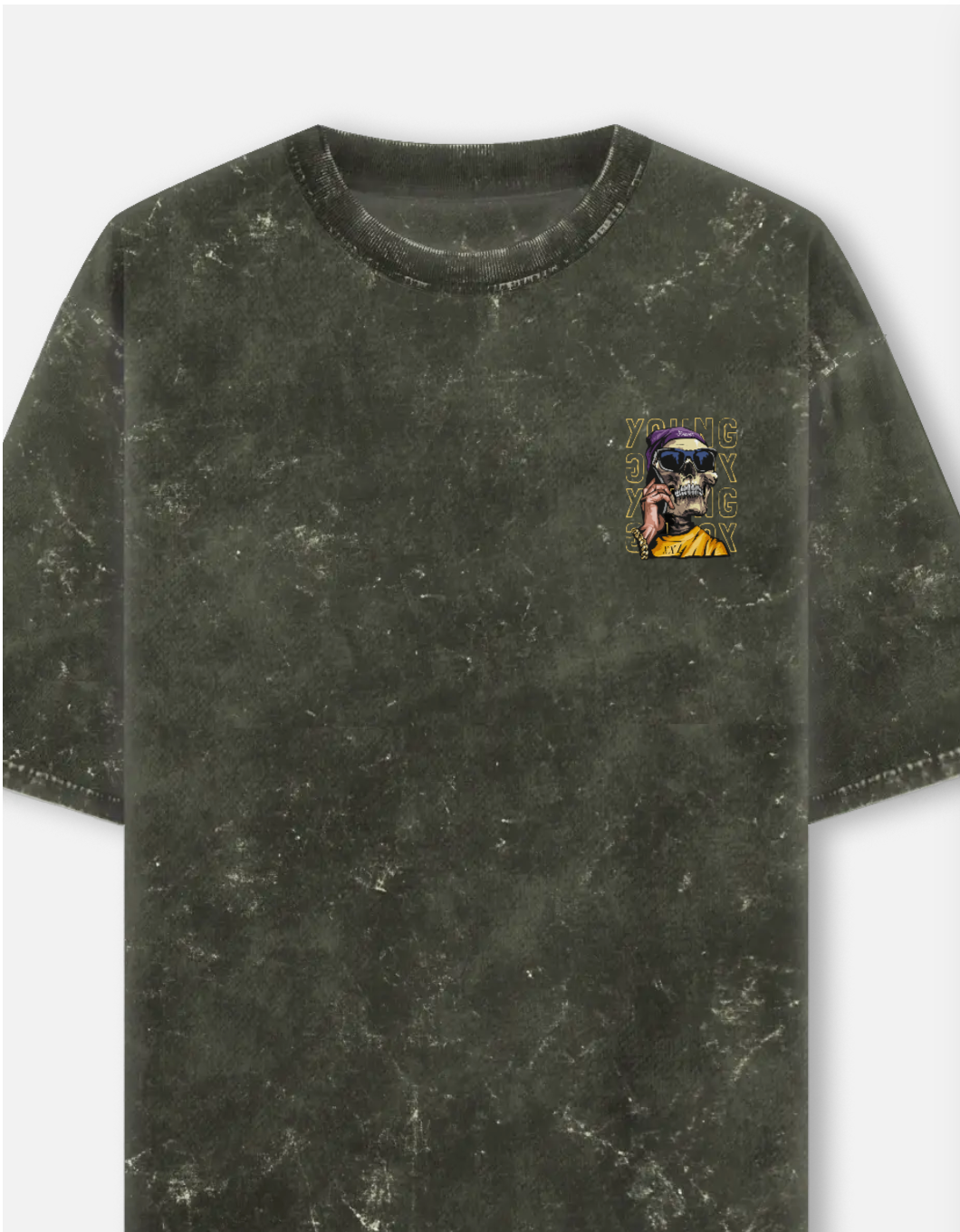 Acid wash printed t-shirt
